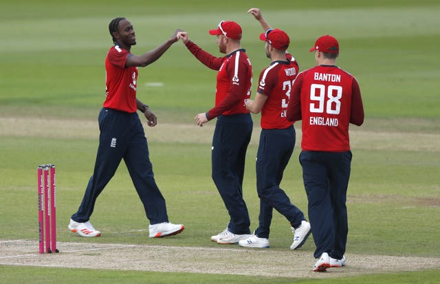Jofra Archer (left) struck in the first over