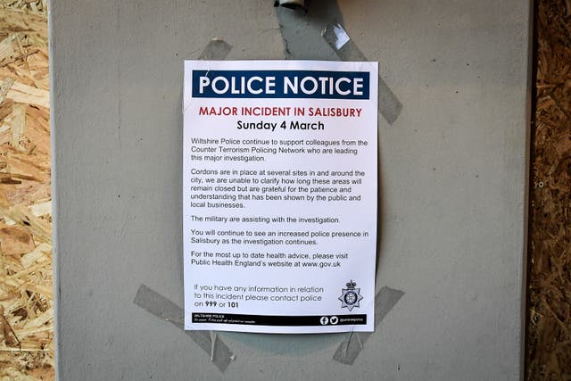 A police notice previously stuck to a business property in the Maltings (Ben Birchall/PA)
