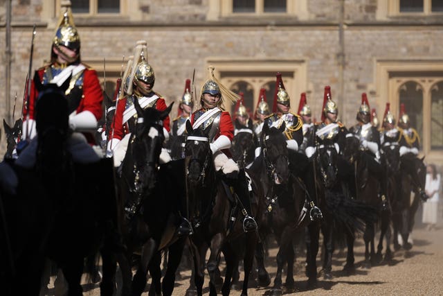 The Sovereign’s Escort of the Household Cavalry during the ceremonial welcome
