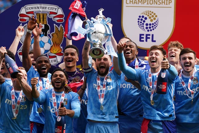 Coventry celebrate winning the Championship title