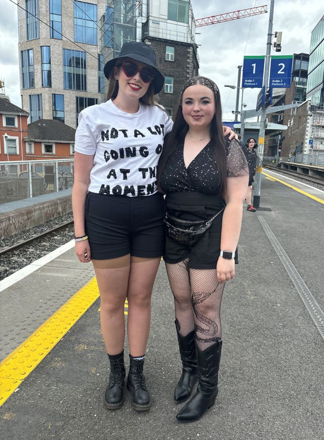 Tara O’Keefe and Aine Feny, both from Co Cork, attend the Taylor Swift concert in Dublin 