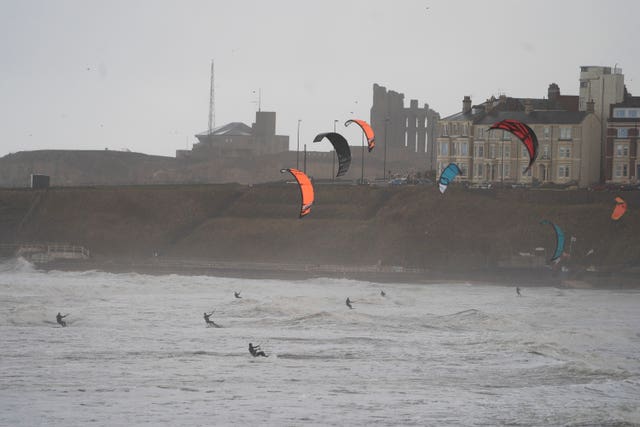 Kite surfers at Tynemouth, North Tyneside