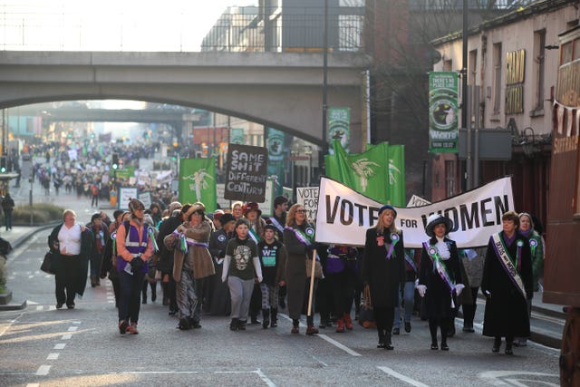 Suffragettes march through Manchester