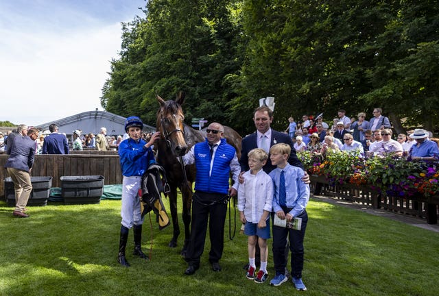 Noble Dynasty with connections in the Newmarket winner's enclosure