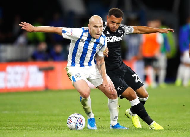 Aaron Mooy featured for Huddersfield against Derby on Monday