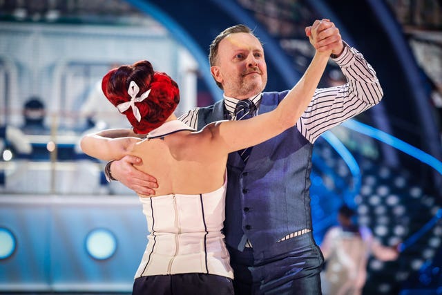 Chris McCausland and Dianne Buswell during the live show (Guy Levy/PA)