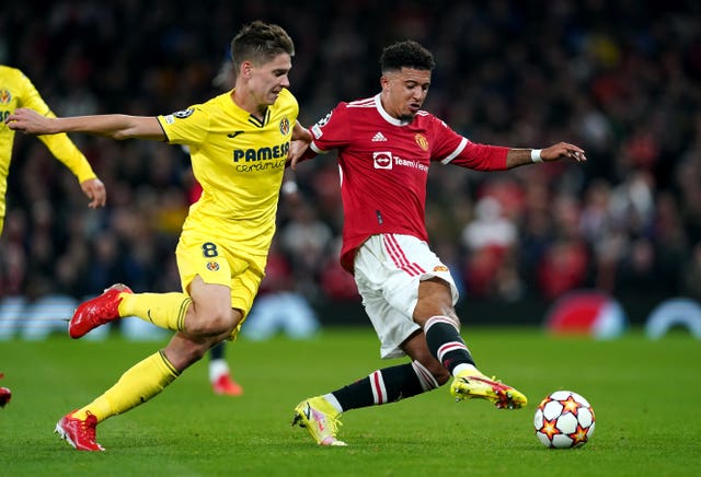 Villarreal and Manchester United both have seven points in Group F (Martin Rickett/PA).