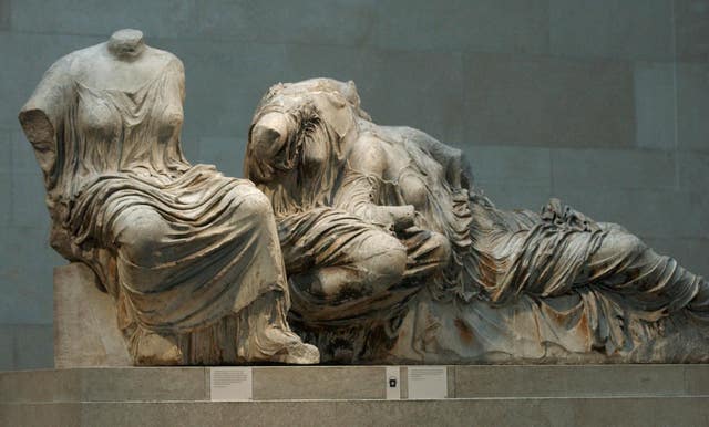 Stone carvings of figures that make up the Parthenon Marbles collection