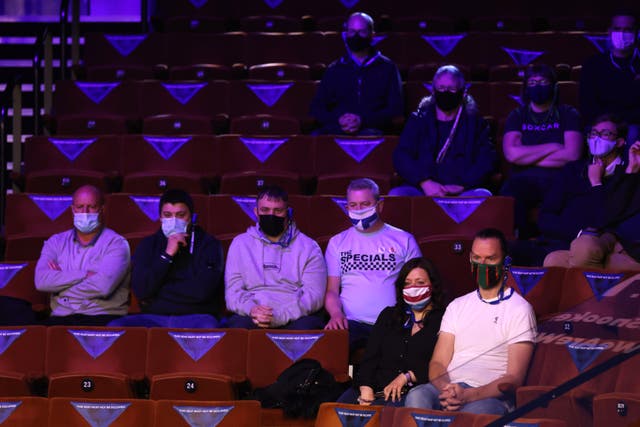 Spectators wearing face masks during Saturday's Betfred World Snooker Championships at The Crucible, Sheffield 