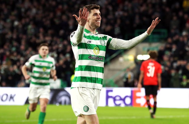 Ryan Christie celebrates scoring Celtic’s second goal