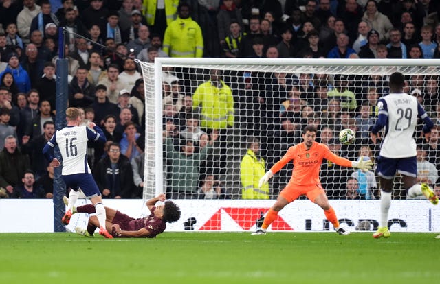 Timo Werner scores Tottenham's opener against Manchester City