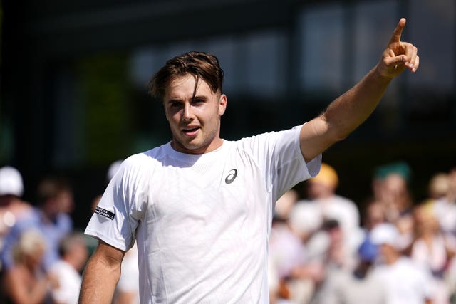 Arthur Fery celebrates winning his match against Alexei Popyrin 