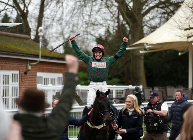 Jockey Ben Jones celebrates aboard Handstands 