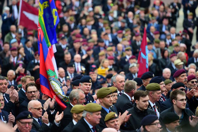 Protesters at a military veterans’ rally at Horse Guards Parade in London