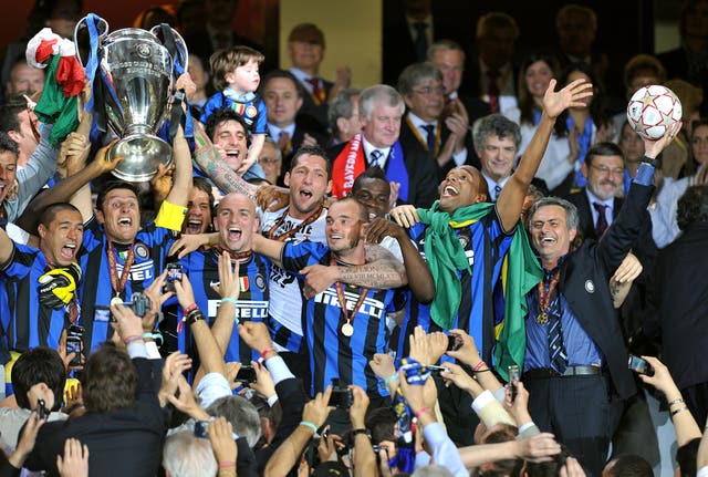 Inter Milan celebrate winning the Champions League in 2010