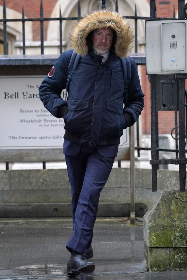 Therapist Michael Lousada leaving the Royal Courts of Justice in London during the trial (Jonathan Brady/PA)