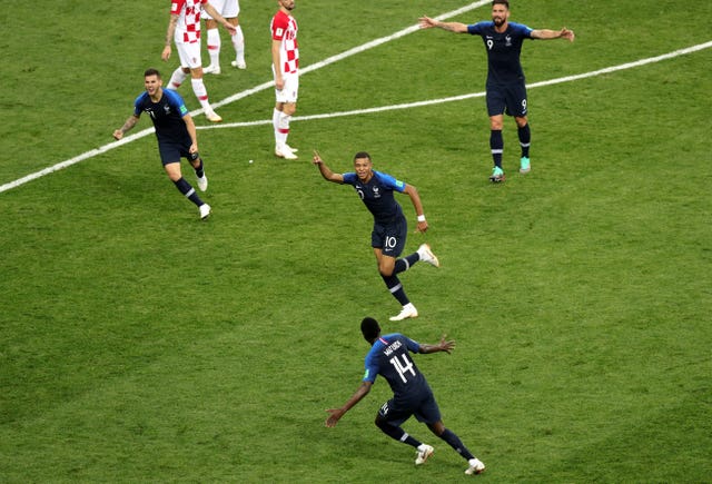 Kylian Mbappe (centre) produced another impressive display against Croatia.