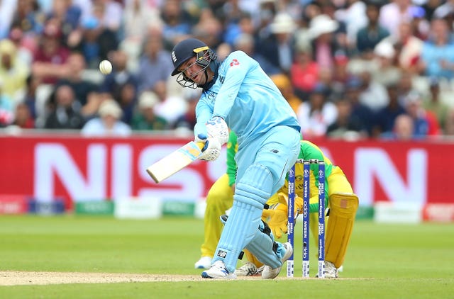 Roy clubs another six during England's World Cup semi-final against Australia at Edgbaston