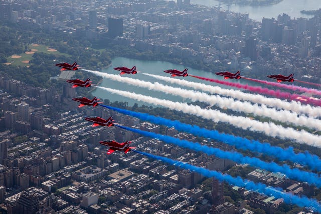 Red Arrows flying in formation