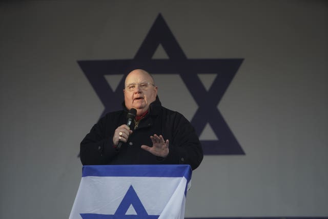 Lord Pickles speaking at pro-Israel rally