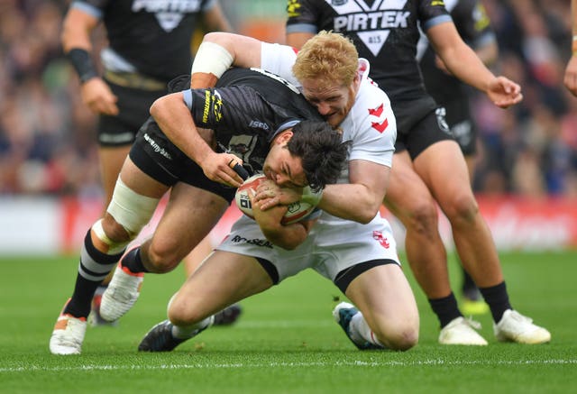 Graham, right, in action for England