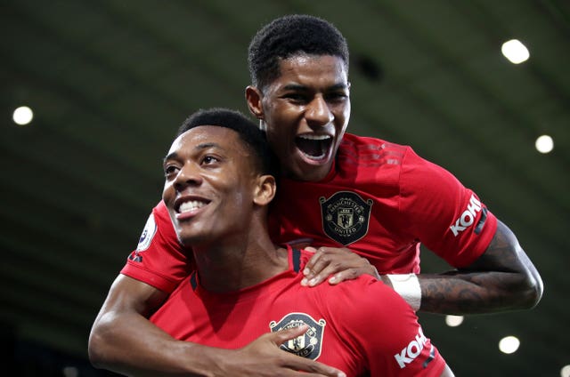 Anthony Martial, left, and Marcus Rashford are both unlikely to feature against Arsenal (Nick Potts/PA)