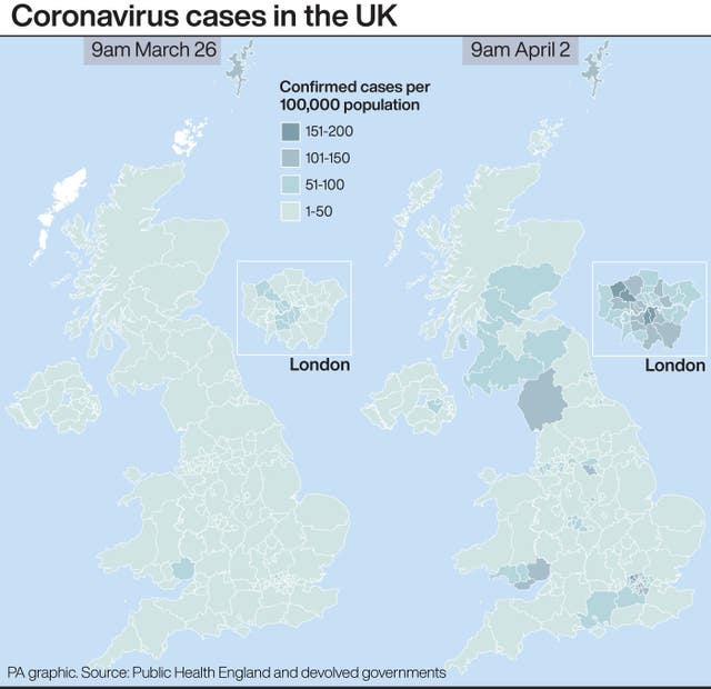 Coronavirus cases in the UK