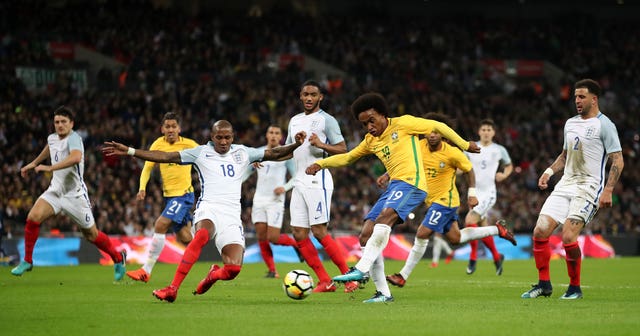 Ashley Young made his England comeback against Brazil in November