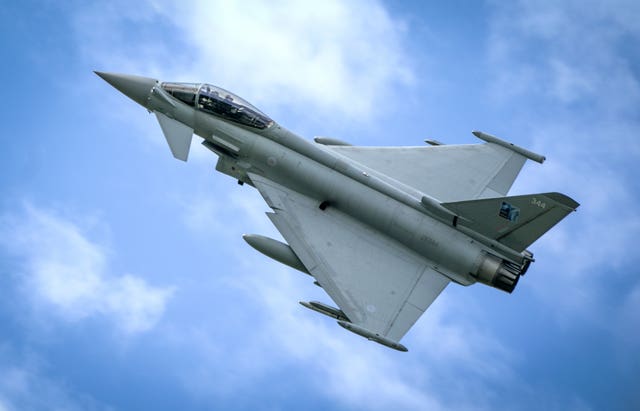 A Typhoon fighter jet in the sky