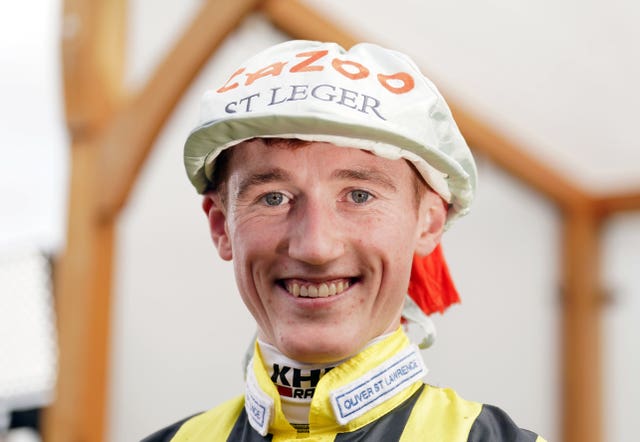 David Egan wearing the famous St Leger cap after winning the race last year