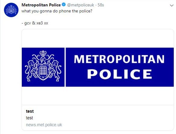 Metropolitan Police twitter account