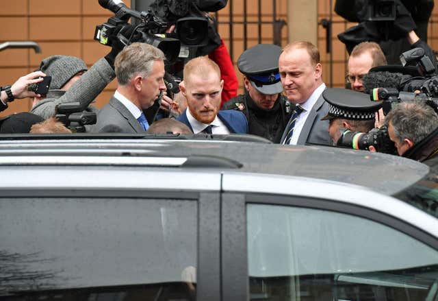 Ben Stokes leaving Bristol Magistrates’ Court