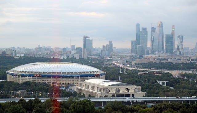 General view of the Luzhniki Stadium, venue for the game tonight