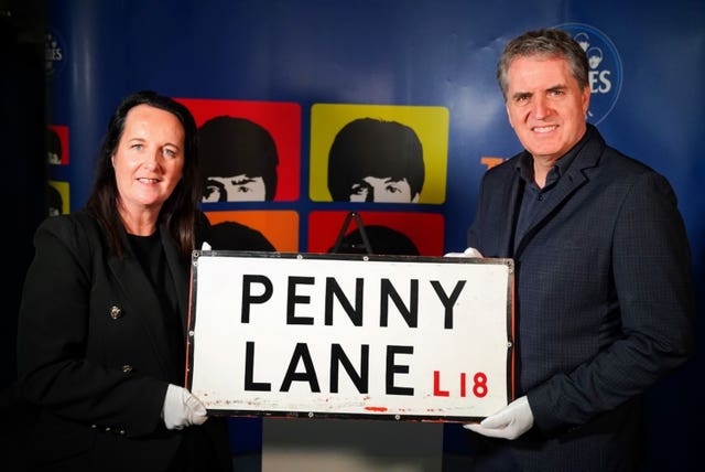 The Penny Lane street sign