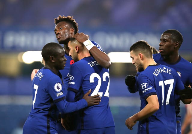 Chelsea’s Tammy Abraham celebrates scoring against Sheffield United