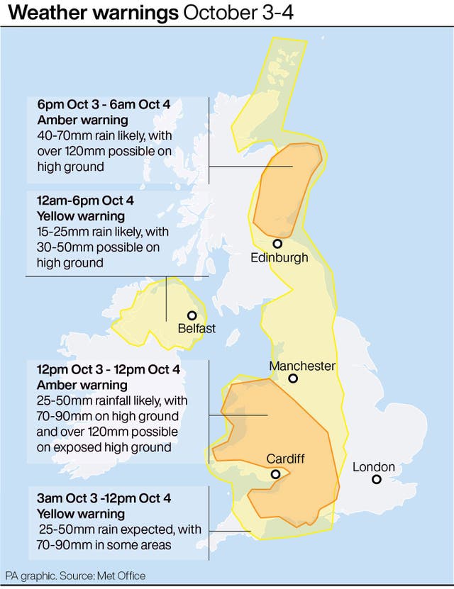 Weather warning October 3-4