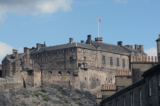 View of Edinburgh Castle under blue skies