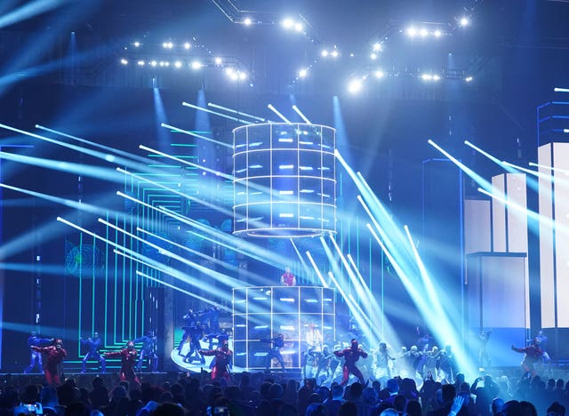 David Guetta performing during the Brit Awards 2023
