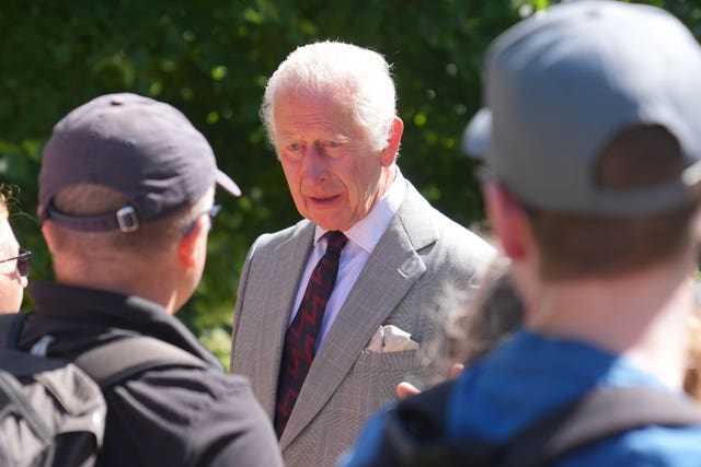 King Charles speaks with well wishers after attending a Sunday church service at St Mary Magdalene Church in Sandringham, Norfolk 