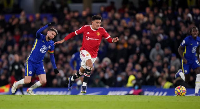 Jadon Sancho pounces on Jorginho''s error to give Manchester United the lead