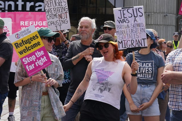 Protesters at the Stand Up To Racism rally