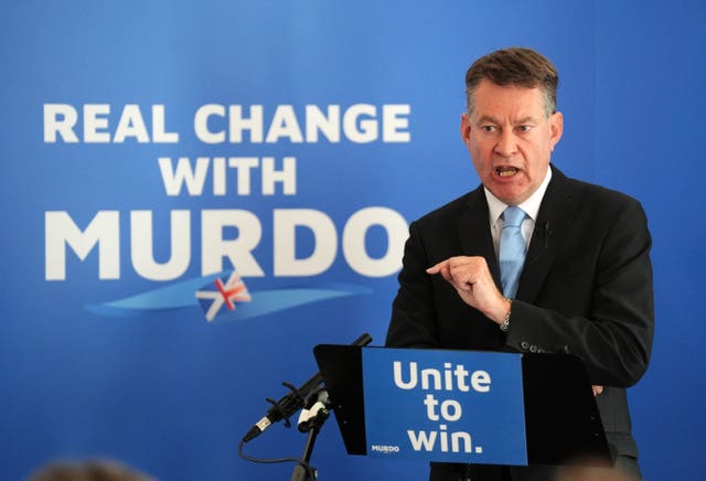 Murdo Fraser delivers a speech during a campaign event