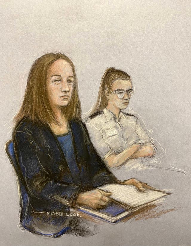 Court artist sketch of Lucy Letby 