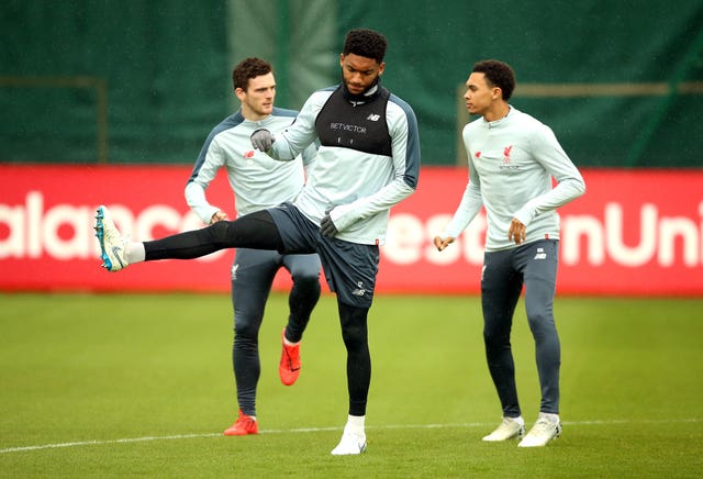 Joe Gomez trains with Liverpool