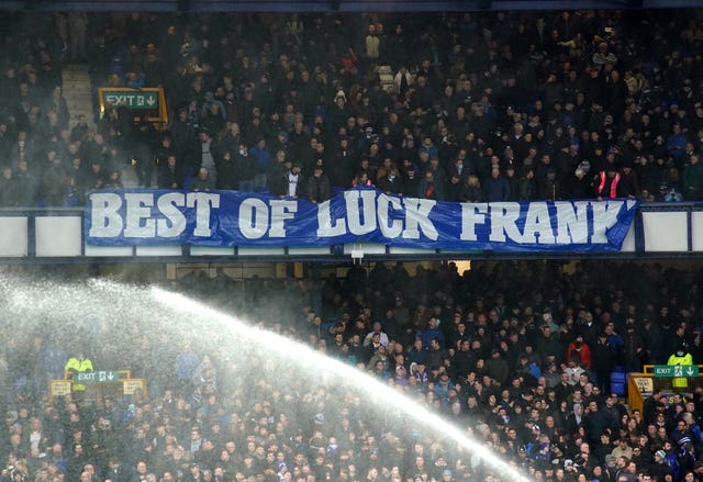 A banner reading ''Best of luck Frank''