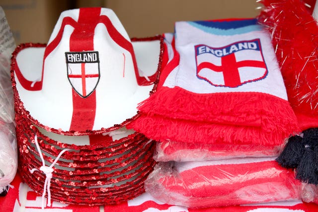 England merchandise on sale outside Wembley Stadium