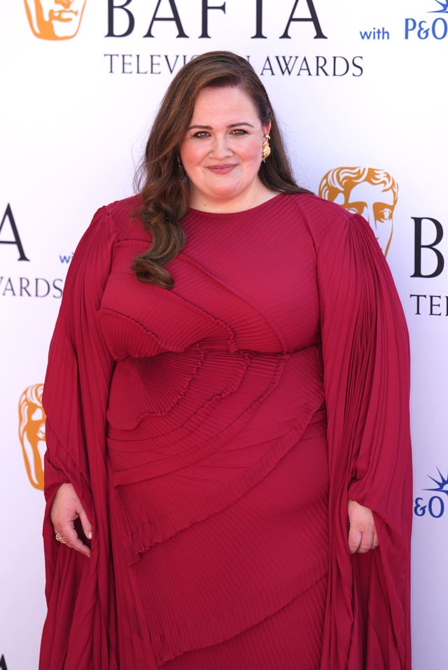 Jessica Gunning attending the Bafta TV Awards 2024 in a red gown