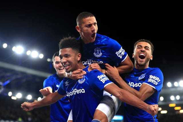 Mason Holgate (centre left) broke the deadlock against Watford