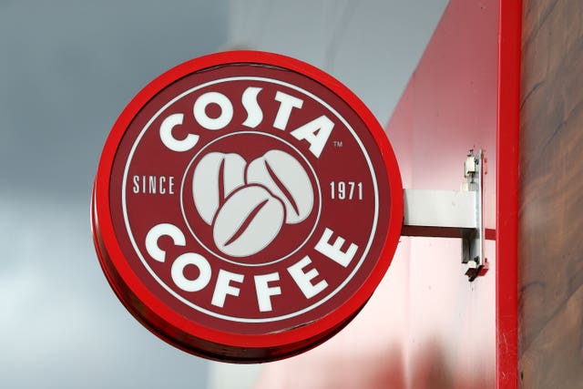 A general view of a Costa Coffee sign