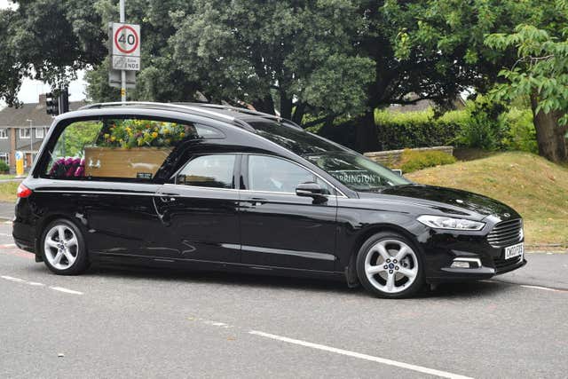 The hearse carrying Dawn Sturgess arrives at Salisbury Crematorium